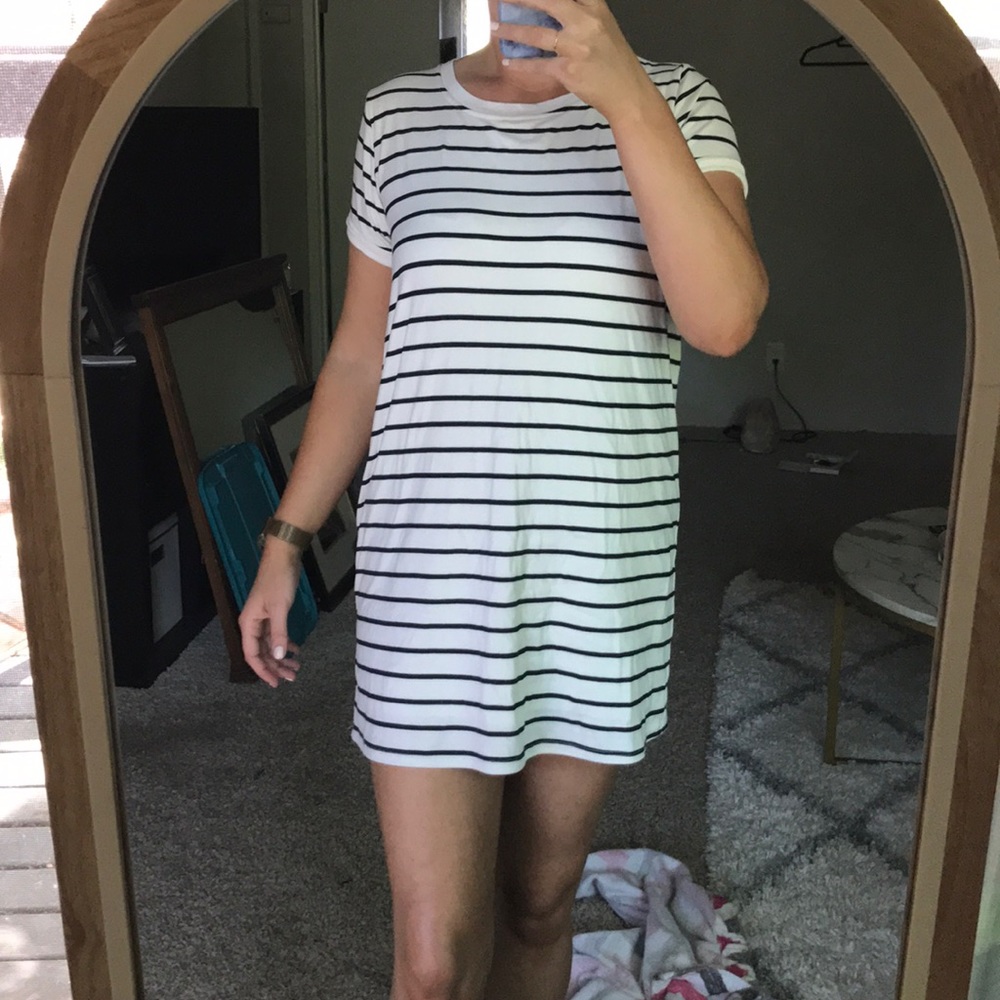 Black and white striped T-shirt dress